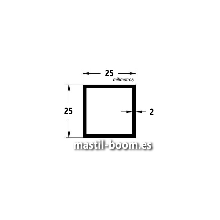 Tubo Cuadrado 25x25x5000 ALUMINIO (2)